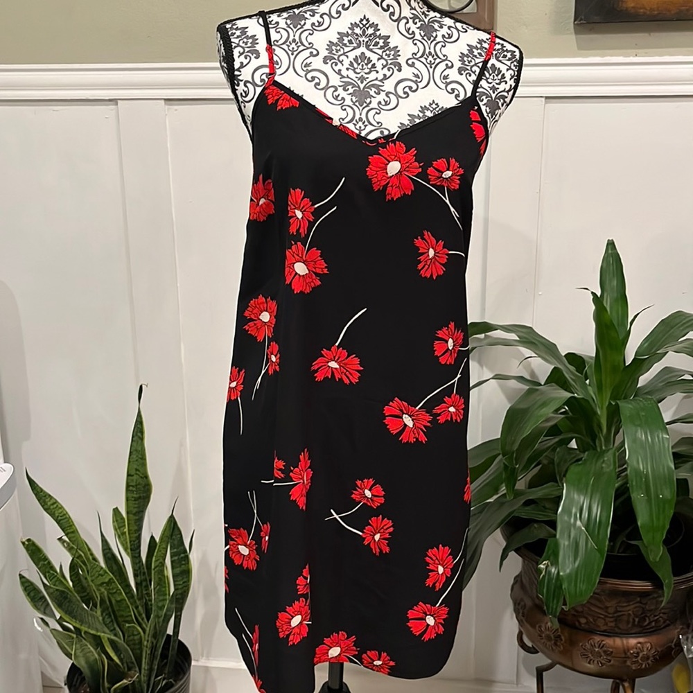 ASOS floral print summer dress black red mini sz 8 spring dress